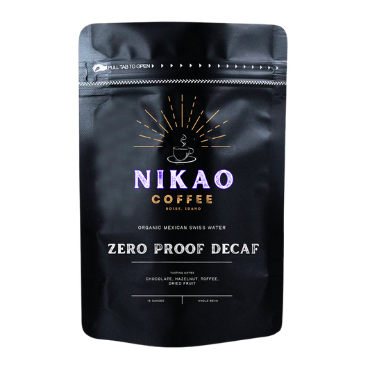 Nikao Coffee: Zero Proof Decaf 12 OZ Organic Coffee Beans. Medium.